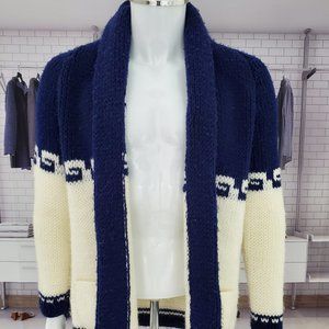 Vintage HEAVY Knit SWEATER Coat Japanese Kimono SWEATER Sz Large